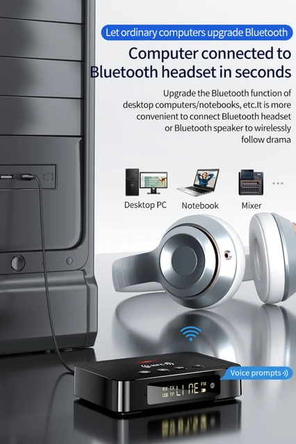 Moyic Bluetooth 5,0 receptor transmisor FM estéreo 3,5mm Jack RCA óptico  inalámbrico manos libres llamada Bluetooth Audio adaptador TV Cables de  audio/vídeo