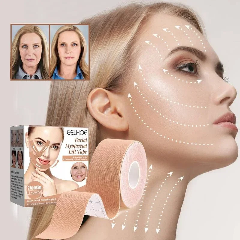 Facial Lift Tape Face Lift Tape Neck Toning Belts Anti Wrinkle Patches Anti Freeze Stickers for Firming Tightening Skin 2.5cm*5m