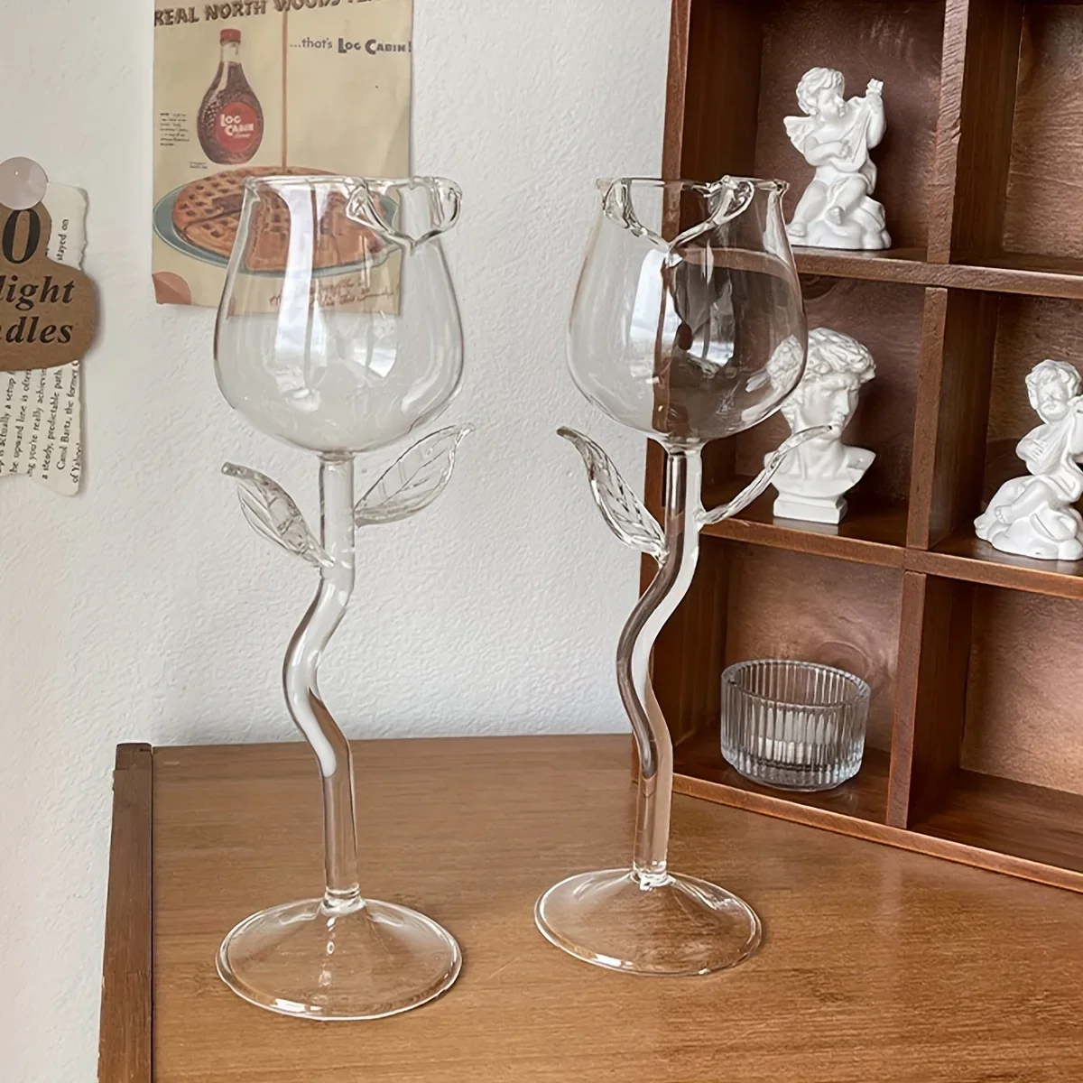 2pcs Rose Shaped Wine Glass Flower Design Champagne Glasses Goblet For Whisky Cocktail For Bar Pub Club Restaurant And Home Use