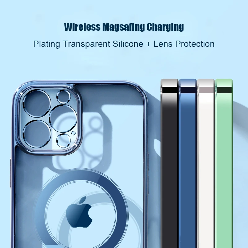 Luxury Plating Clear Magnetic For Magsafe Wireless Charge Case For iPhone 13 12 11 Pro Max X XR XS 7 8 Plus Soft Silicone Cover