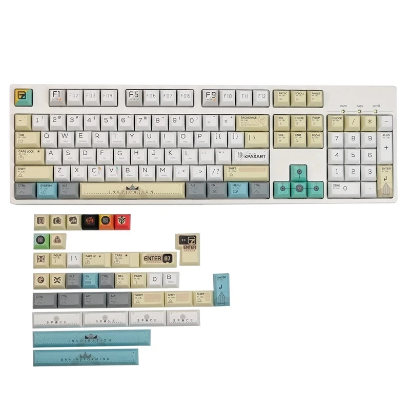 

140 Keys Brainstorm Themed Keycap Set KCA Profile PBT Dye Sublimation Buttons for GH60/84/87/96/108 Mechanical Keyboard Keycaps