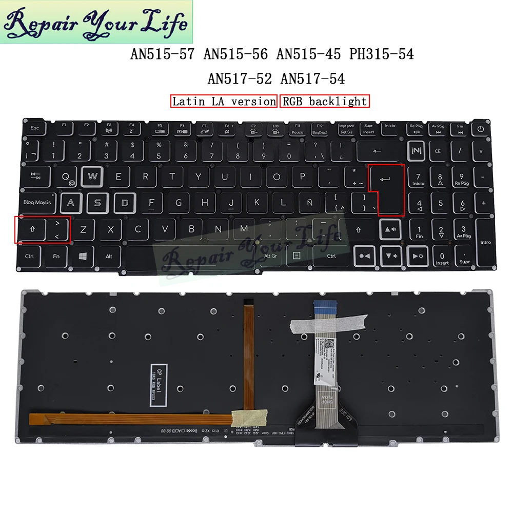 Teclado Retroiluminado com Rg5p-a52bwl para Acer Nitro An51557 59f7 73x5 An515-56 An51545 Lg5p-a52wl - Imagem 2