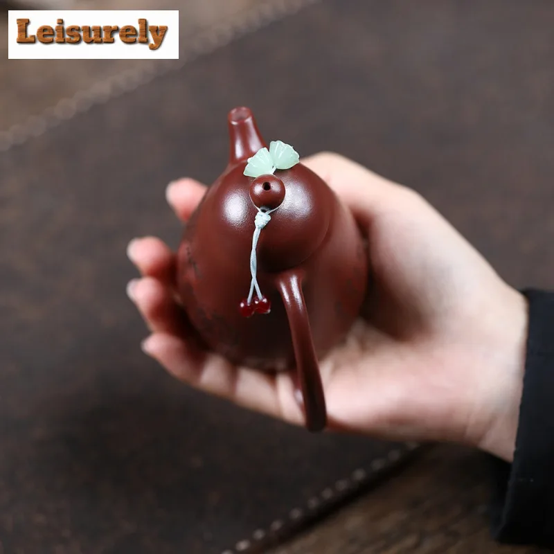180ml Ancient Yixing Purple Clay Teapots Artists Handmade High Dragon Egg Pot Raw Ore Dragon's Blood Sand Kettle Zisha Tea Set