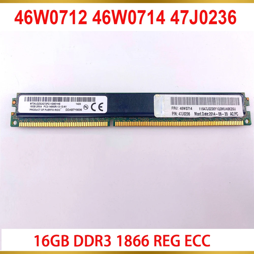 1PCS Server Memory For IBM RAM 46W0712 46W0714 47J0236 16GB DDR3 1866 REG ECC