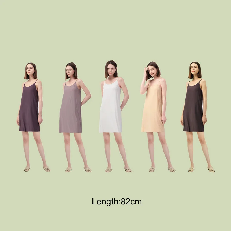 Seamless Full Slip Dresses For Women Summer Plus Size Ice Silk Petticoat Underskirt Dress Sleeveless Full Slip Underwear Dress women skirt women sleep nightgown shapewear underdress