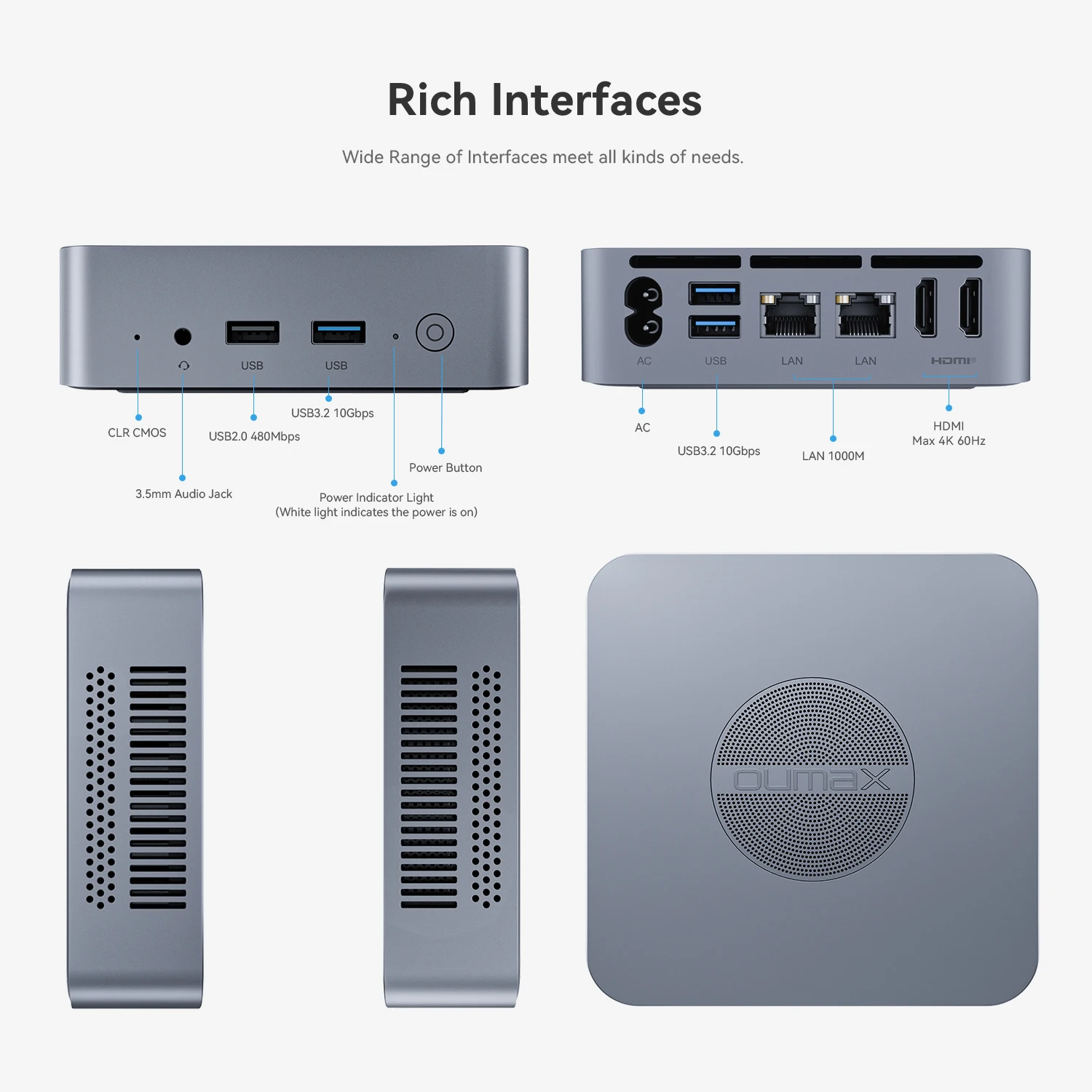OUMAX MAX N95/N100 Mini PC Intel DDR4 3200MHz 8GB 16GB 500GB SSD 1000M LAN WIFI BT 5.0 Destop Office Gaming Computer VS N5095 3
