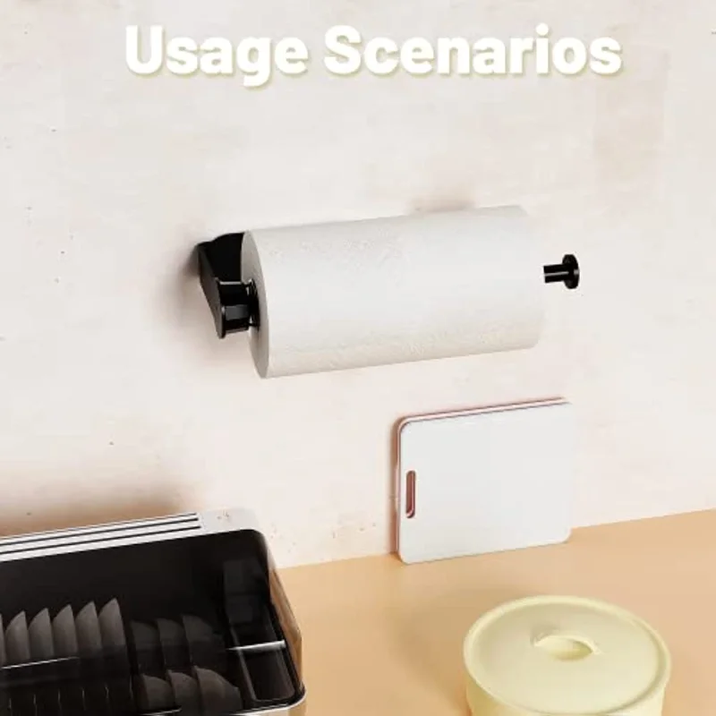 DIYZON Porta Asciugamani di Carta Autoadesivo Sotto il Montaggio Dell' armadio, Supporto da Parete per Rotolo di Carta per Armadio da Cucina, Bagno (Nero