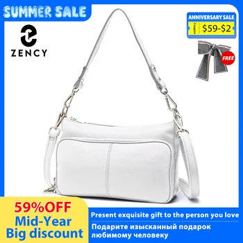 Zency Women's Handbag 100% Genuine Leather Ladies Shoulder Crossbody Messenger Bag Fashion Hobos Black High Quality 1