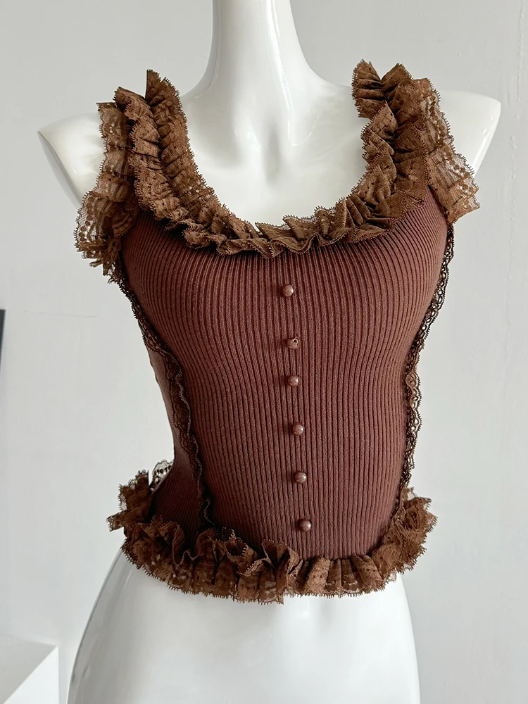 الكورية الدانتيل المرقعة المحاصيل الأعلى المرأة U...