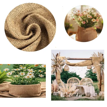Toile de Jute naturelle de haute qualité, 200x160cm, pour décoration de fête d'anniversaire et de mariage, pièces centrales pour artisanat de bricolage à domicile 1