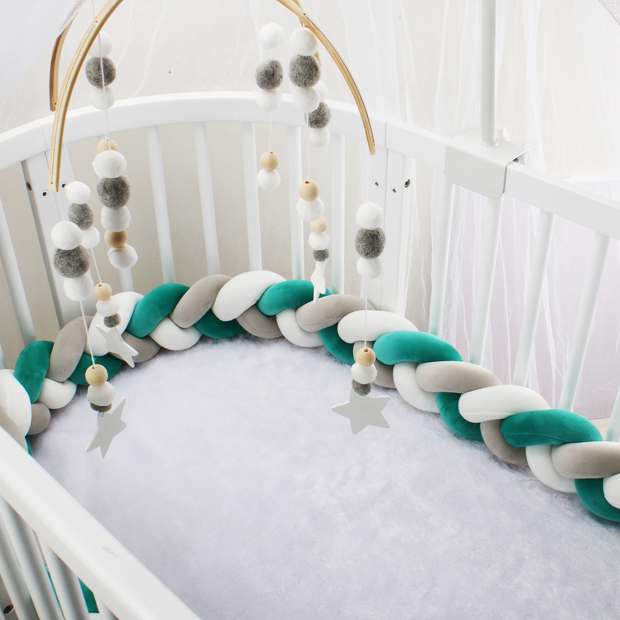 Baby Bed Bumper 1M/2M/3M Infant Cradle Pillow Cushion Braid Knot Bumper Crib Protector Room Decor Tour De Lit Bebe Tresse