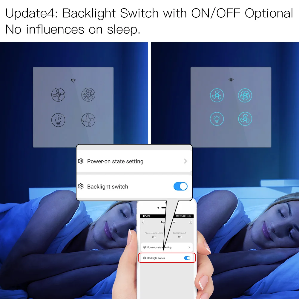 Smart Switch WiFi RF Smart Ceiling Fan Light 2/3 Way Control Smart Life/Tuya APP RF Remote Speed Control Alexa Google Home Compatible