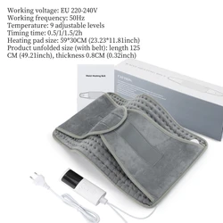 Cozy Electric Heating Pad for Pain Relief - Auto - Off & Machine Washable (Type 2 EU PLUG 220V)