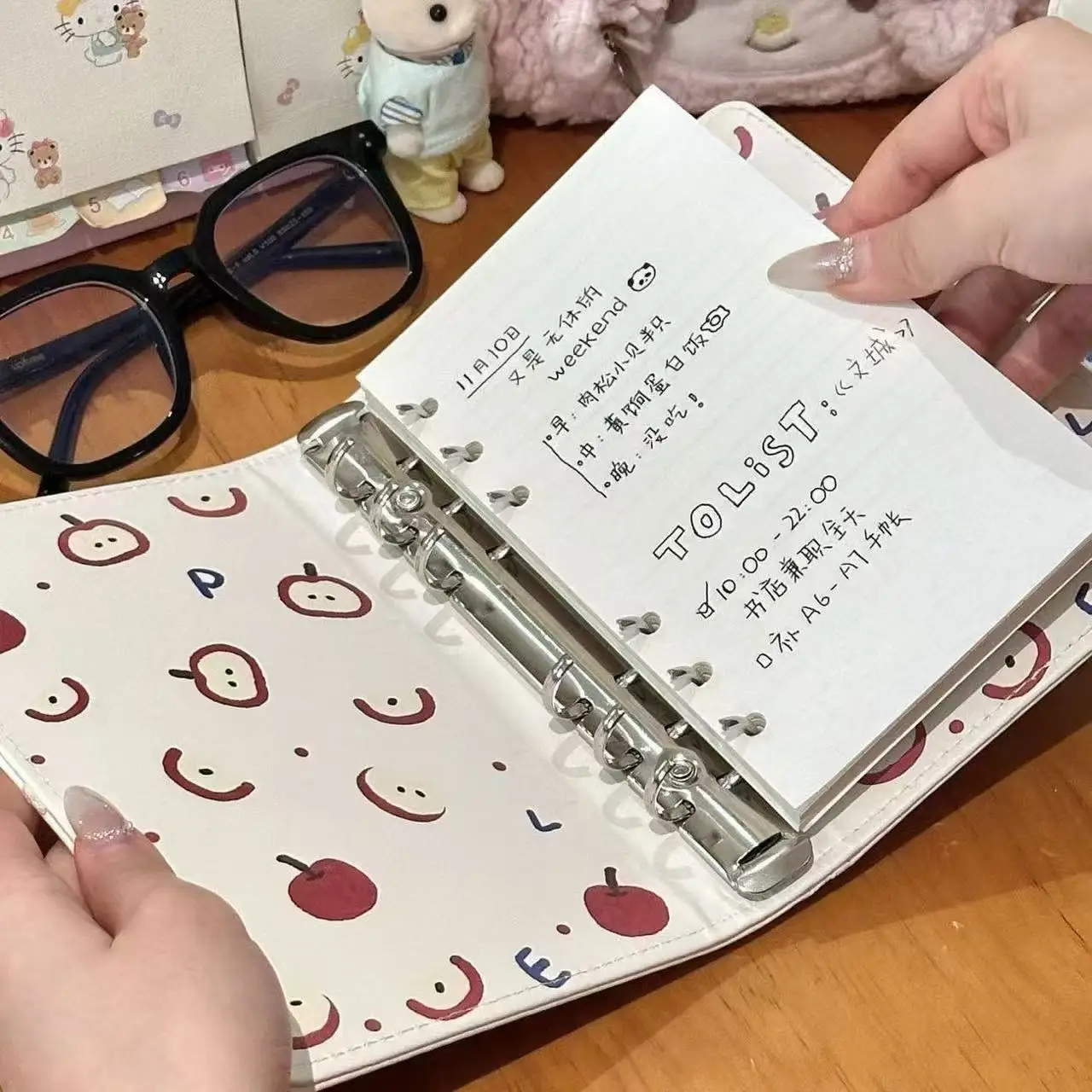 Refillable Binder Notebook with Magnetic Closure and Cute PU Leather Cover