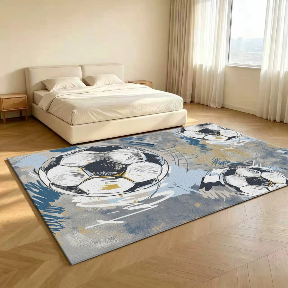 Dynamic Soccer Ball Pattern Washable Floor Mat