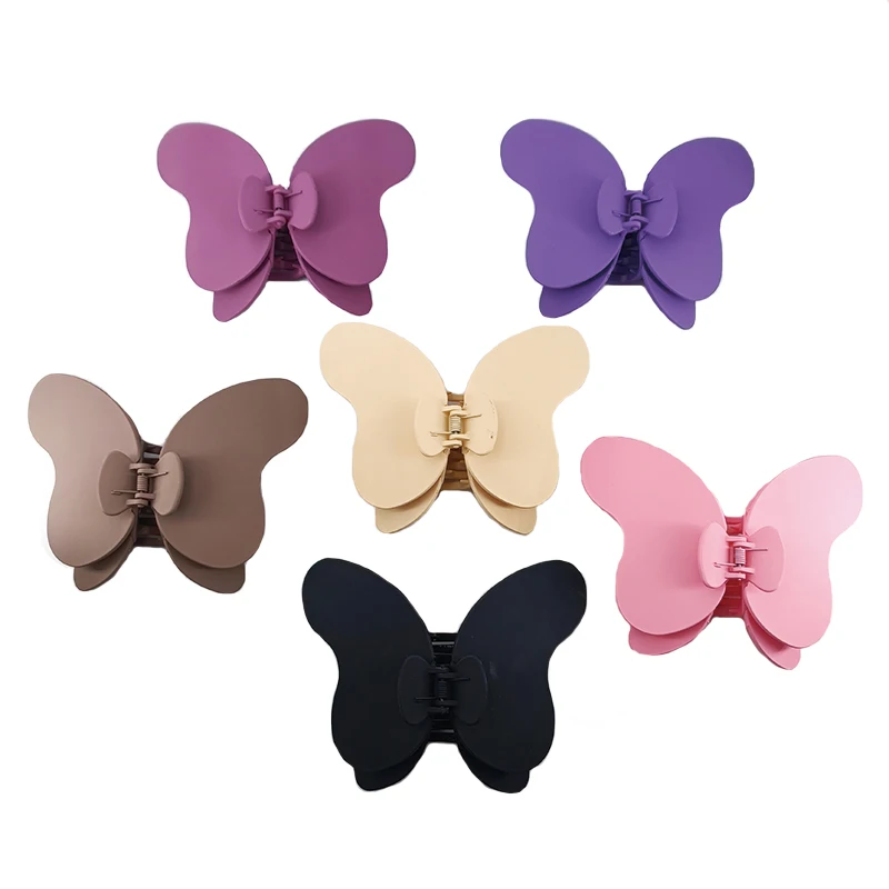 

New Combination Young Simple Girls Women Back Head Hairpins Grab Clip 13.5cm Double Layer Wing Butterfly Plastic Hair Claw