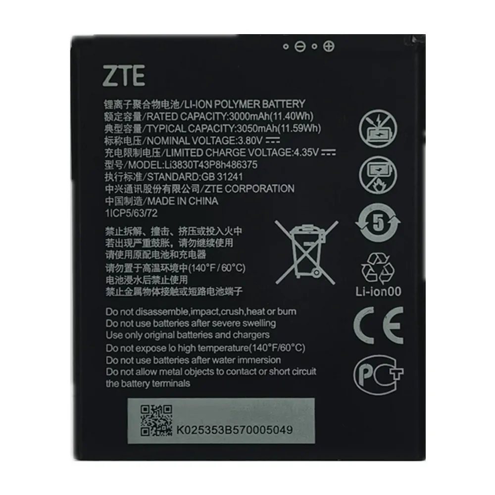New Original 3050mAh Li3830T43P8h486375 Battery For ZTE Blade A31