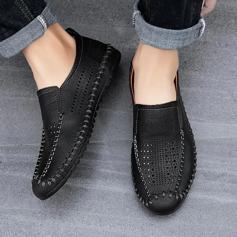 

Men's Shoes Men's Shoes Summer Breathable Moccasins Men's Genuine Leather Soft Bottom Slip-on Lazy