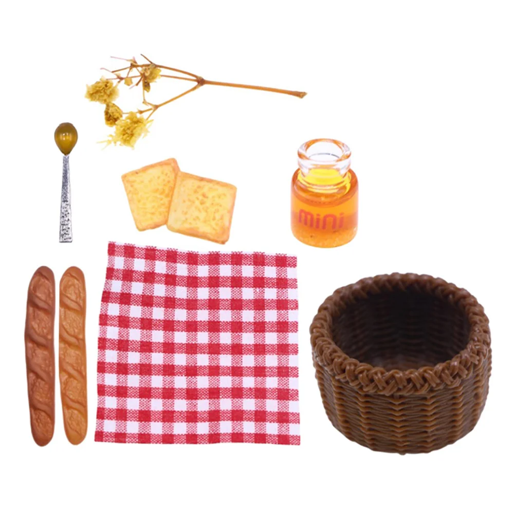

1 Set of House Miniature Bread Basket Kit Mini Diy Bread Basket Miniature Photo Props