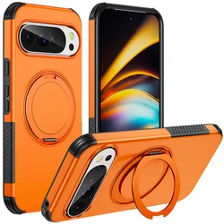 Luxury Magnet Rotating Fold Stand Magnetic Phone Case with Non - Slip Shockproof Armor Cover for Google Pixel 11 (Orange)