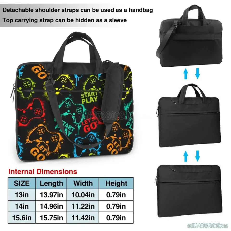 XMBFZ Laptop Sleeves 14 15 15.4 15.6 Chromebook Case Notebook Sleeve PC Messenger Bag Tablet Case Neoprene Handle Sleeve For Men Women, Two Pockets (Black