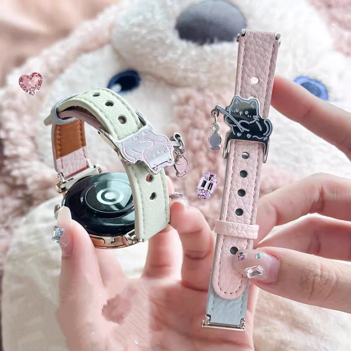 Elegant Women's Leather Loop Watch Band - 20mm, 18mm, 22mm Strap Options