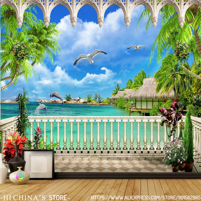 Natural Landscape Tapestry Sea Beach Waterfall Room