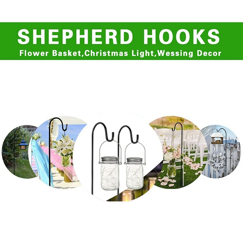 Shepherd Hook Plant Hanger Bird Feeder Pole Garden Hook Freestanding Adjustable Garden Hanger Hook 2 Pack,36 Inches Tall