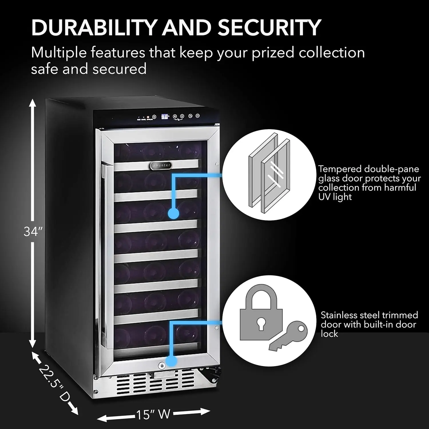 Whynter BWR-33SD 33 Bottle Built-in Wine Refrigerator, Multi 6