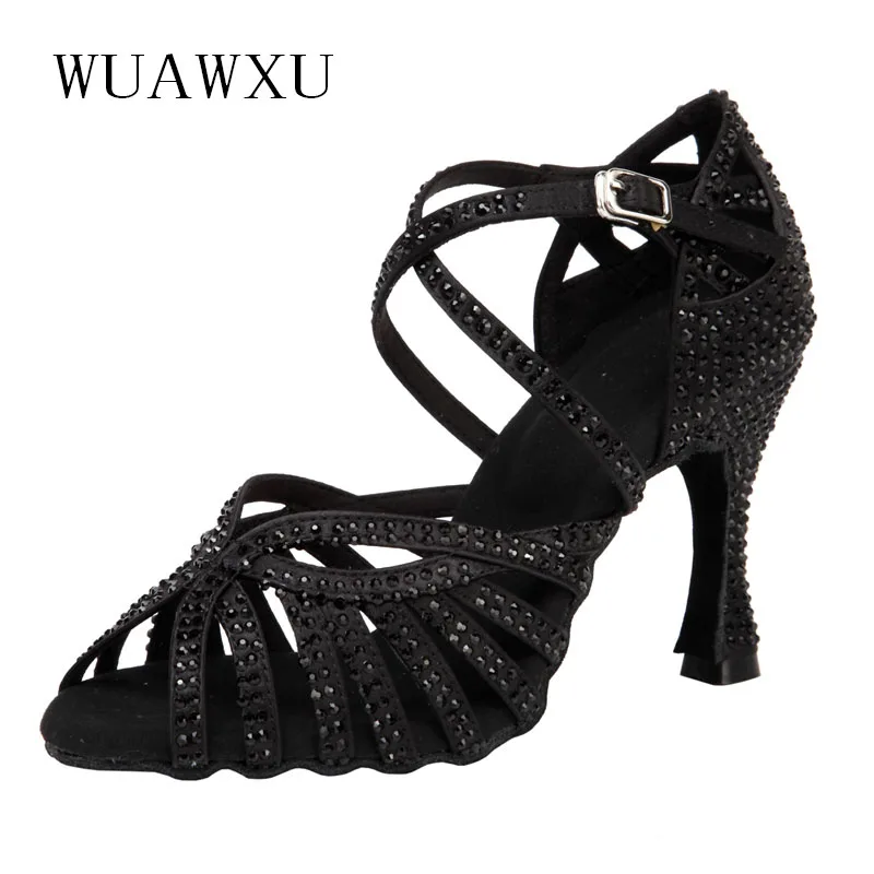 NATASHA Latin dance shoes adult women's dance shoes black hot diamond dance shoes female adult dance shoes high heel soft bottom