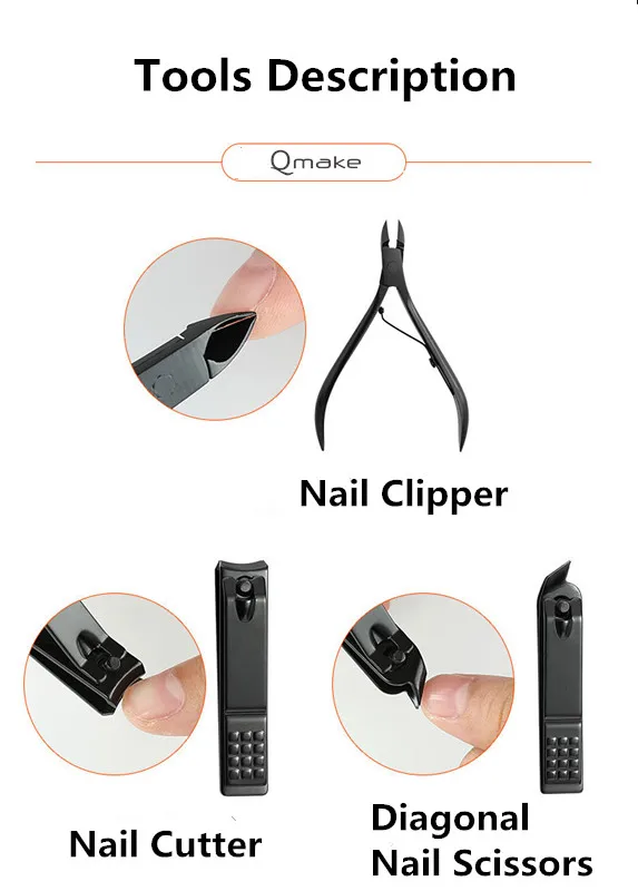 S18b2de2f906b4bc98d84a66eed7f45c3e Newest Color Tools Stainless Steel Manicure set Professional nail clipper Kit of Pedicure Paronychia Nippers Trimmer Cutters