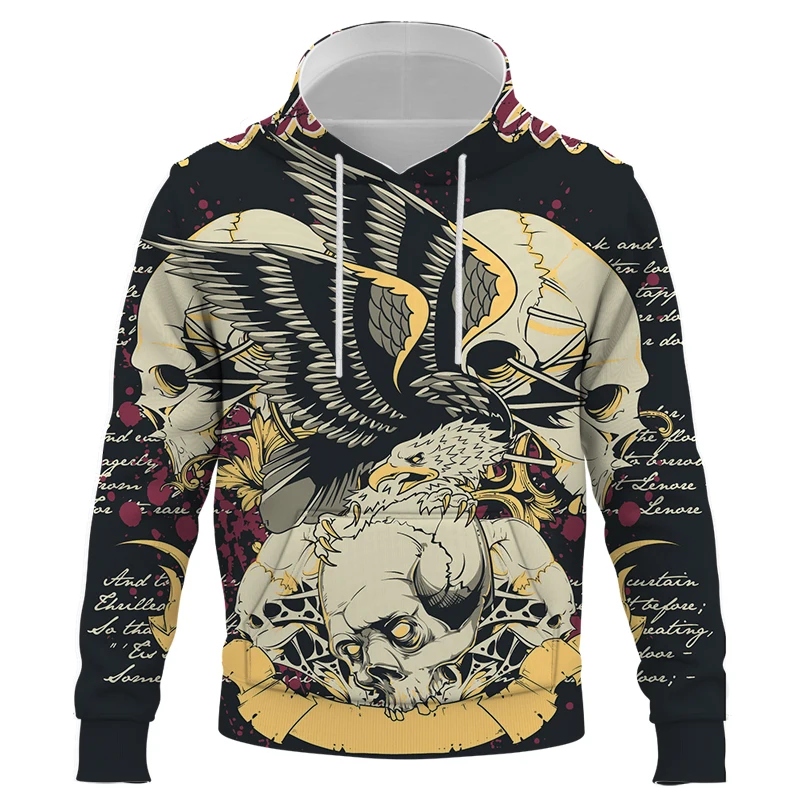 

3D Fashion style Men Hoodie Metal Rock Printing Death Punk man Comfortable Sweatshirt Pullover European and American size Jacket