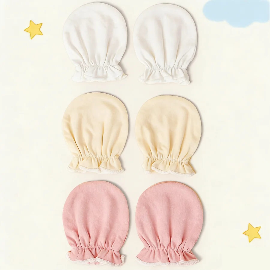 3쌍의 베이비 솔리드 장갑