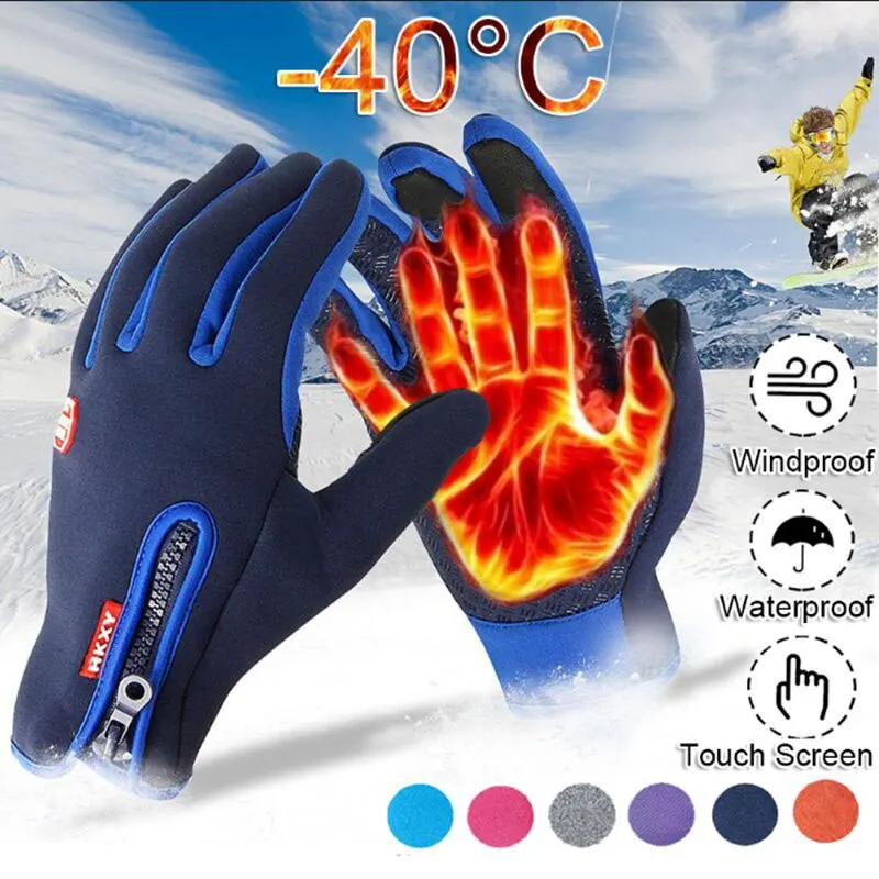 Ski gloves Touchscreen Fleece Warm Gloves Outdoor Cycling Driving Waterproof Cold Gloves Windproof Non Slip Womens Men Winter Ski Glove