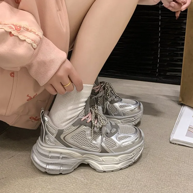 Breathable Women's Vulcanized Trainers With Front Lace-up Design_voghion.com