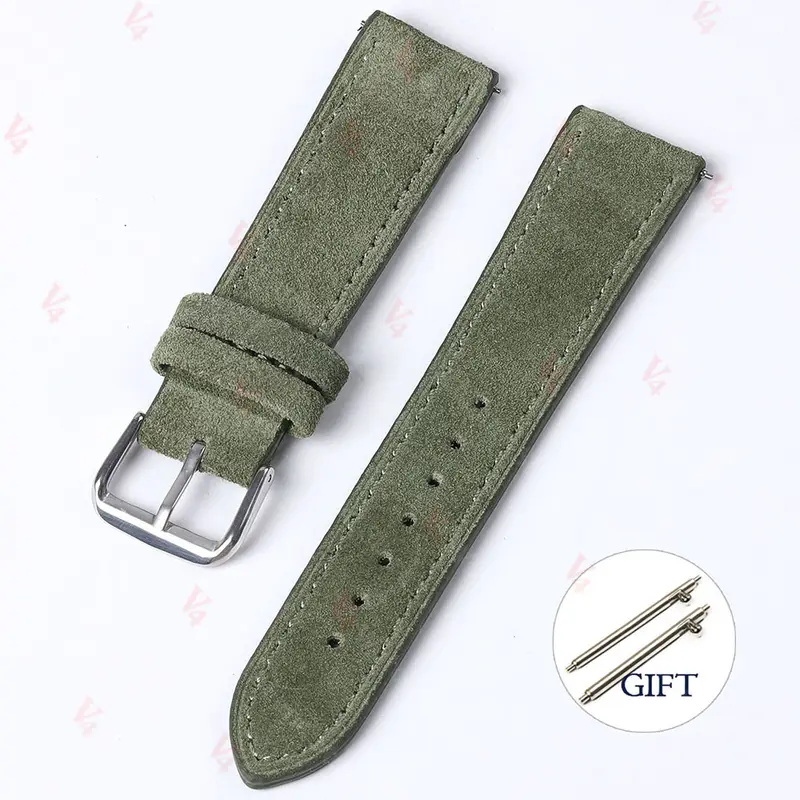 18mm 19mm 20mm 22mm Vintage Suede Cowhide Watch Strap Handmade Watch Band Gray Brown Green Quick Release Bracelet for Men Women - Image 12