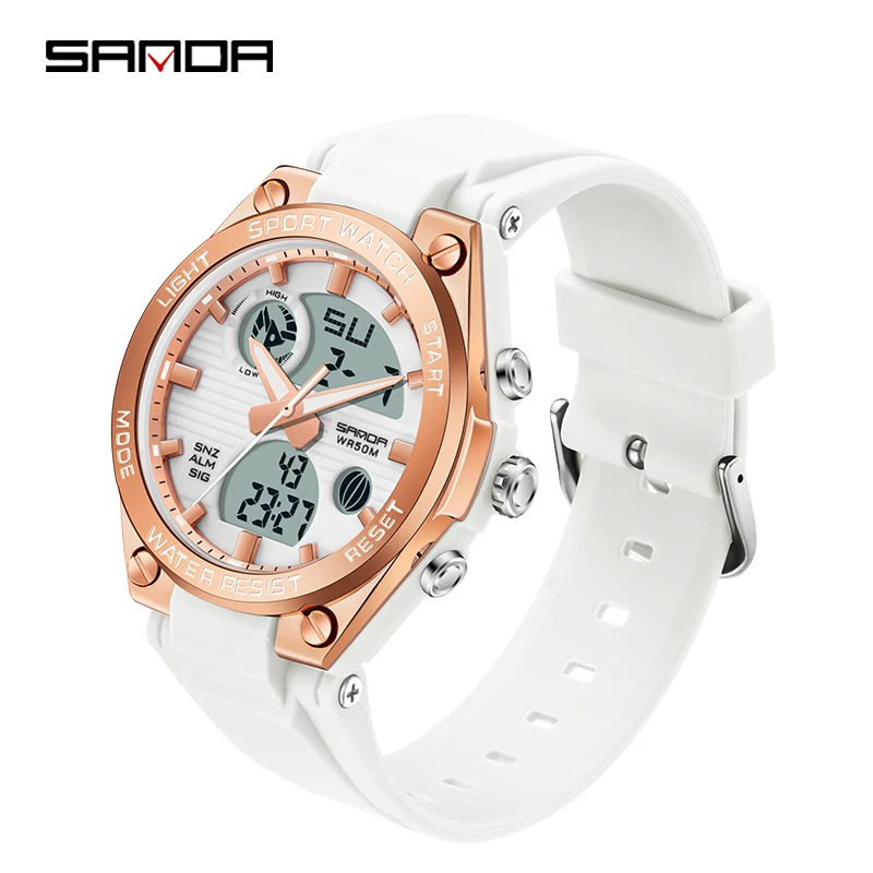 SANDA Women's LED Sport Chronograph Waterproof Watch