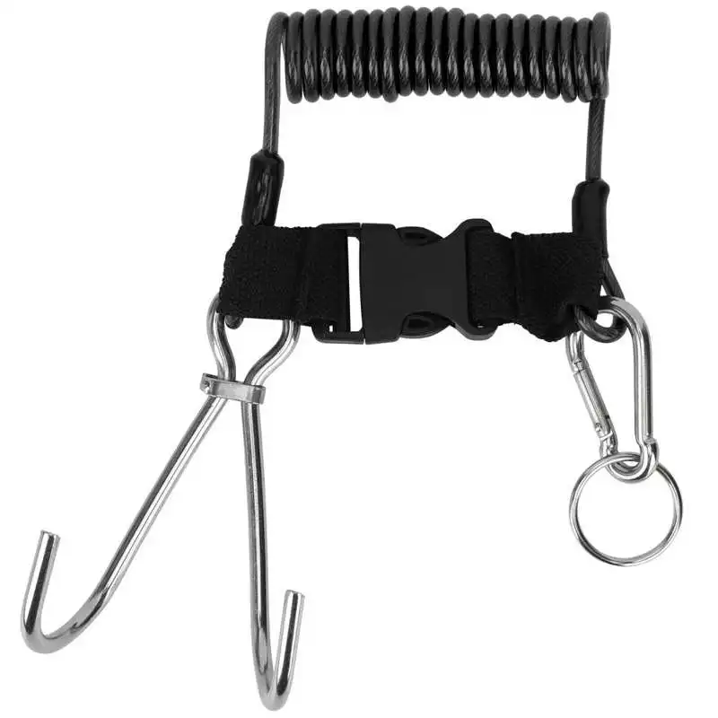 4X Gancio Scuba In Acciaio Inossidabile Doppio Gancio Per Barriera Corallina Con Cordino A Spirale Accessori Per Immersioni Sicure~p195996772