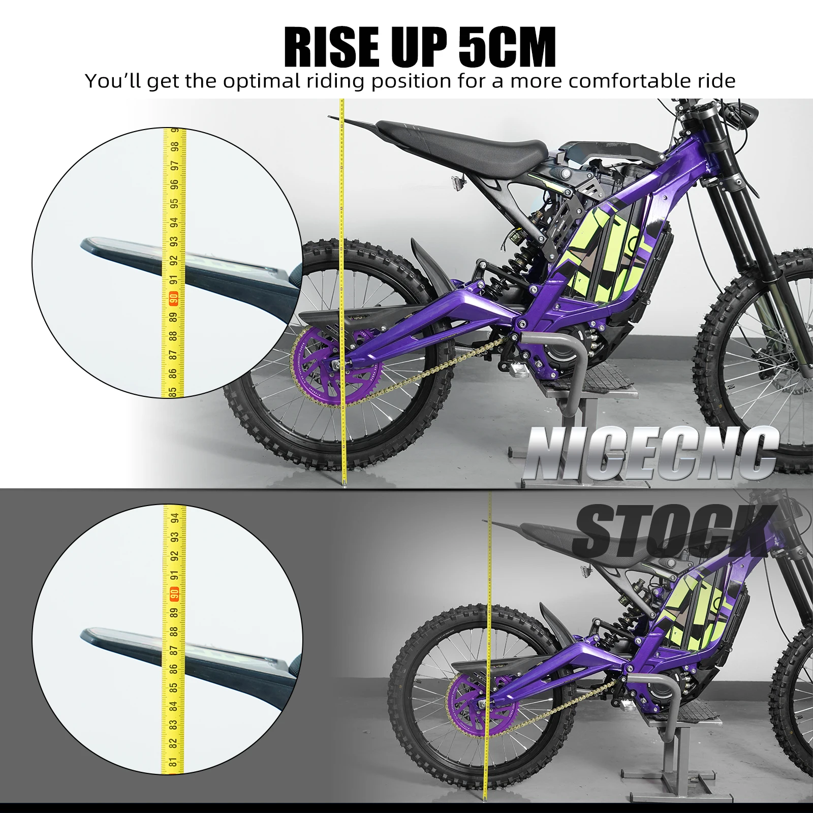 NICECNC Für Sur-Ron Surron Light Bee X S L1E Segway X160 X260 Motocross Batterie Lock Erhöhen Code & 5 cm Aufstieg Sitz Riser Halterung – Detail 6