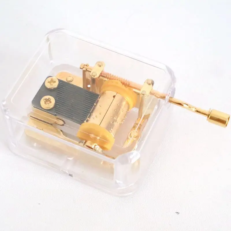 1pc Castle in the Sky Music Box Acrylic Clear Hand-operated Type Hand Crank Engraved Musical Box Gift for Daughter on Birthday