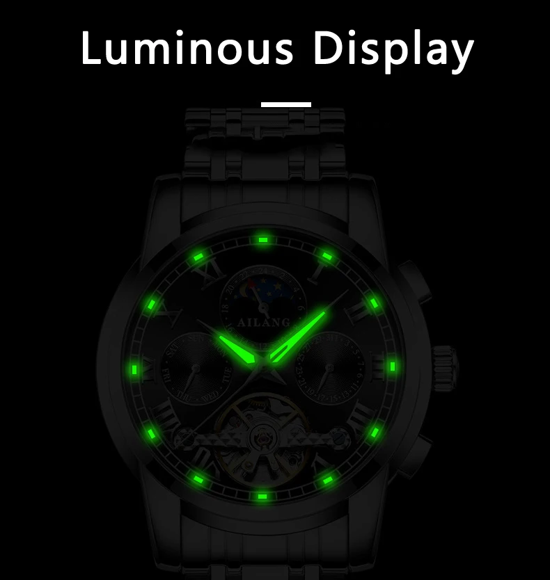 AILANG original marke männer automatische uhr top luxus stahl uhr business mann mode mit standard uhr mechanische männliche 2019 – Detail 9