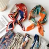 70 Pleated Small Square Scarf Professional Office Ladies Shawl Handmade Scarf Floral Print Silk Neckerchief Elegent Bandana 1