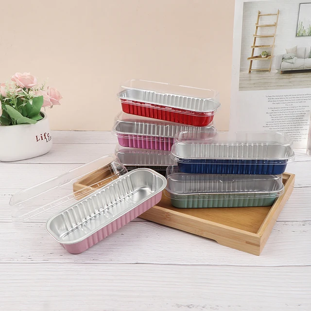 50pcs Aluminum Foil Baking Cake Box Colorful Rectangular Small Tin