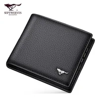 Septwolves Luxury Brand Men Wallet Original Genuine Leather Slim Bifold Card Holder Purse Wallet 1