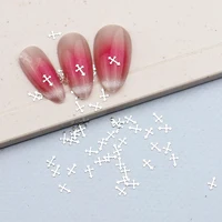 100 pcs Cross Metal Nail Charms Gold Silver Black Metallic Nail Stud Manicure 3d Nail art Decorations Accessories 3