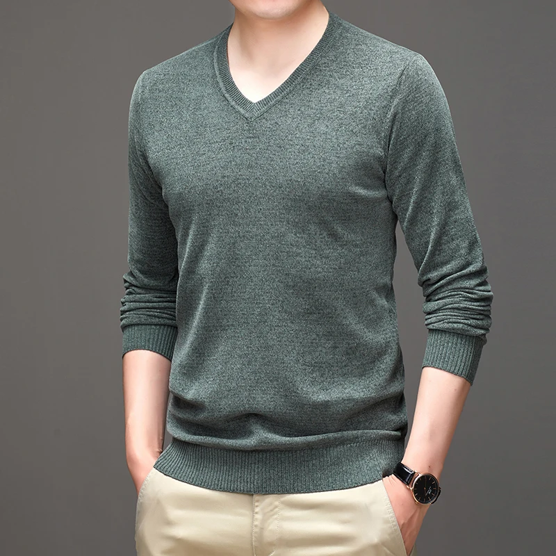 

Men's Cashmere Sweater Casual 2022 Spring Men Soild Color Warm Pullovers Top Male High Quality Classic Knitted V-neck Sweaters