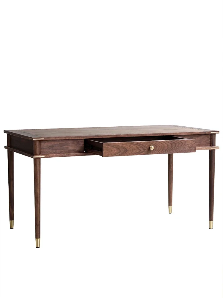 

Nordic all-solid wood desk light luxury black walnut computer desk modern simple oak
