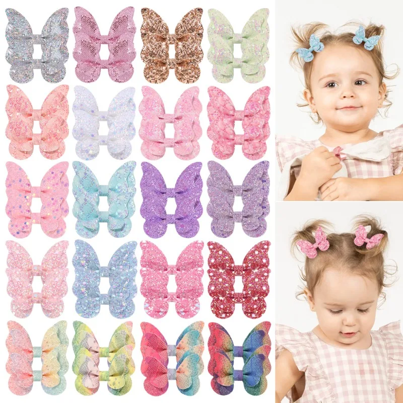 

2pc/set Cute Baby Hair Clip for Girls Shiny Sequins Butterfly Hair Pin for Toddler Gradienr Color Kids Headwear Hair Accessories