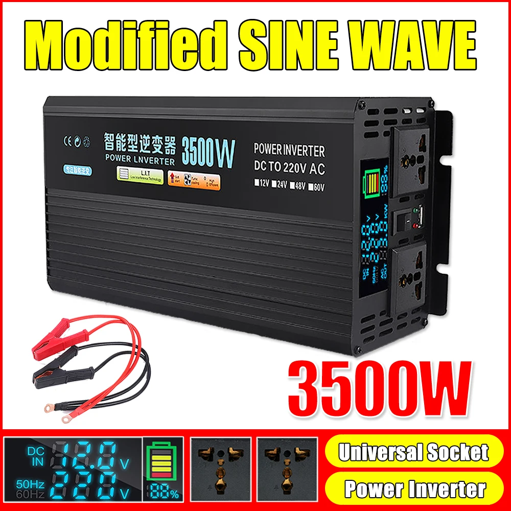 Car Power Inverter Modified Sine Wave DC 12V to AC 220V Transformer