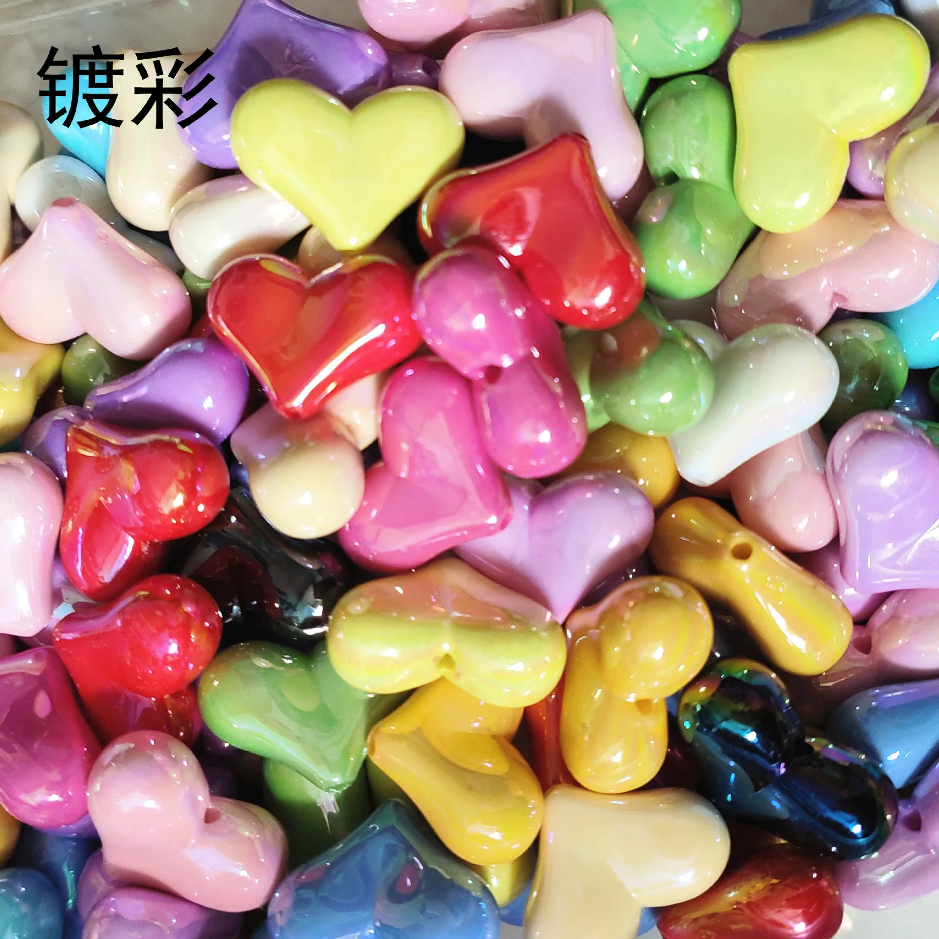 

Ab Solid Colors Acrylic Love Heart Beads 100pcs 17*23mm Ornament Accessory Plastic Necklace Bracelet Earring Beading Material